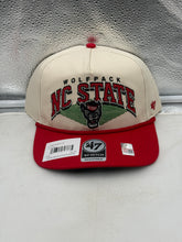 Load image into Gallery viewer, Close-up of the NC State Wolfpack NCAA '47 Brand Natural TT Rope Hitch Adjustable Snapback Hat showcasing the stylish rope detail.
