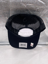 Load image into Gallery viewer, Back view of Texas Longhorns NCAA &#39;47 Brand Black Foam Trucker Mesh Adjustable Snapback Hat highlighting the adjustable snapback closure for custom fit.
