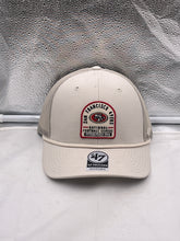Load image into Gallery viewer, San Francisco 49ers NFL &#39;47 Brand Bone Trucker Adjustable Hat showcasing its stylish design with the iconic team logo.
