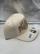 Load image into Gallery viewer, Close-up of the natural script design on the Miami Hurricanes NCAA '47 Brand Hitch Adjustable Snapback Hat, perfectly representing team spirit in a Miami Hurricanes hat.
