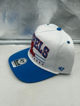 Load image into Gallery viewer, Close-up of Ole Miss Rebels NCAA '47 Brand White TT Hitch Adjustable Snapback Hat highlighting the adjustable snapback feature and comfort fit.
