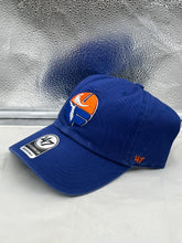 Load image into Gallery viewer, Close-up view of the adjustable strapback feature on the Florida Gators NCAA &#39;47 Throwback Blue Clean Up Hat, ensuring a secure and comfortable fit.
