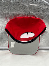 Load image into Gallery viewer, Lifestyle image of a fan wearing the Atlanta Flames NHL &#39;47 Throwback Red Script Hitch Rope Adjustable Snapback Hat at a game.
