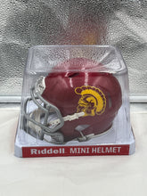Load image into Gallery viewer, Close-up view of USC Trojans NCAA Red Riddell Speed Mini Helmet highlighting its quality craftsmanship and vibrant design.
