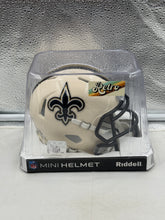 Load image into Gallery viewer, New Orleans Saints NFL Riddell Speed Retro Alternate Cream Mini Helmet - front view of New Orleans Saints Mini Helmet
