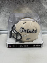 Load image into Gallery viewer, New Orleans Saints NFL Riddell Speed Retro Alternate Cream Mini Helmet - side view of New Orleans Saints Mini Helmet
