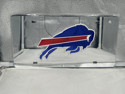 Buffalo Bills NFL Silver Reflective Lasercut License Plate by WinCraft showcasing team pride with a vibrant reflective design
