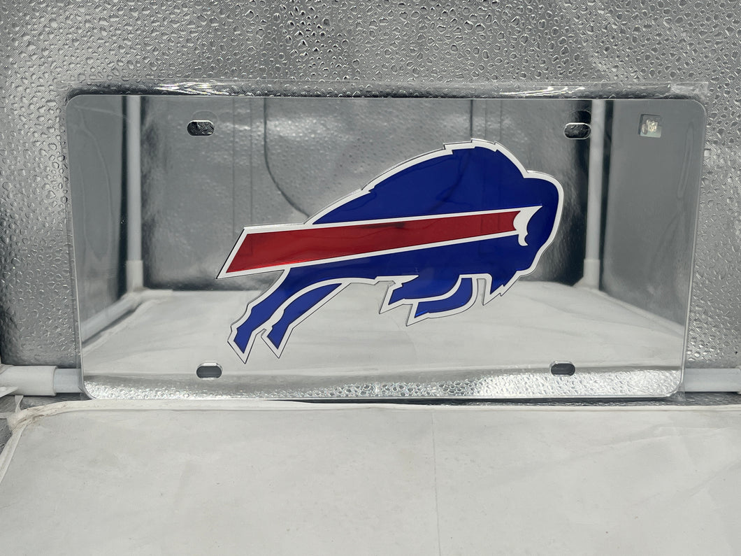 Buffalo Bills NFL Silver Reflective Lasercut License Plate by WinCraft showcasing team pride with a vibrant reflective design