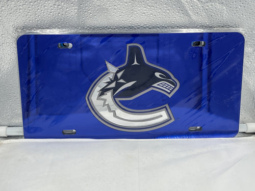 Vancouver Canucks NHL Blue Acrylic Lasercut License Plate by WinCraft showcasing durable and stylish fan gear for hockey enthusiasts.