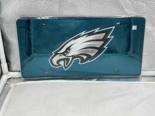 Philadelphia Eagles NFL Green Lasercut License Plate from WinCraft showcasing vibrant team logo, perfect for displaying your Eagles pride on your vehicle.