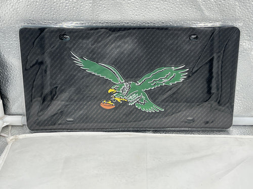 Philadelphia Eagles Throwback NFL Black Engraved Lasercut License Plate by WinCraft showcasing the Philadelphia Eagles License Plate design.