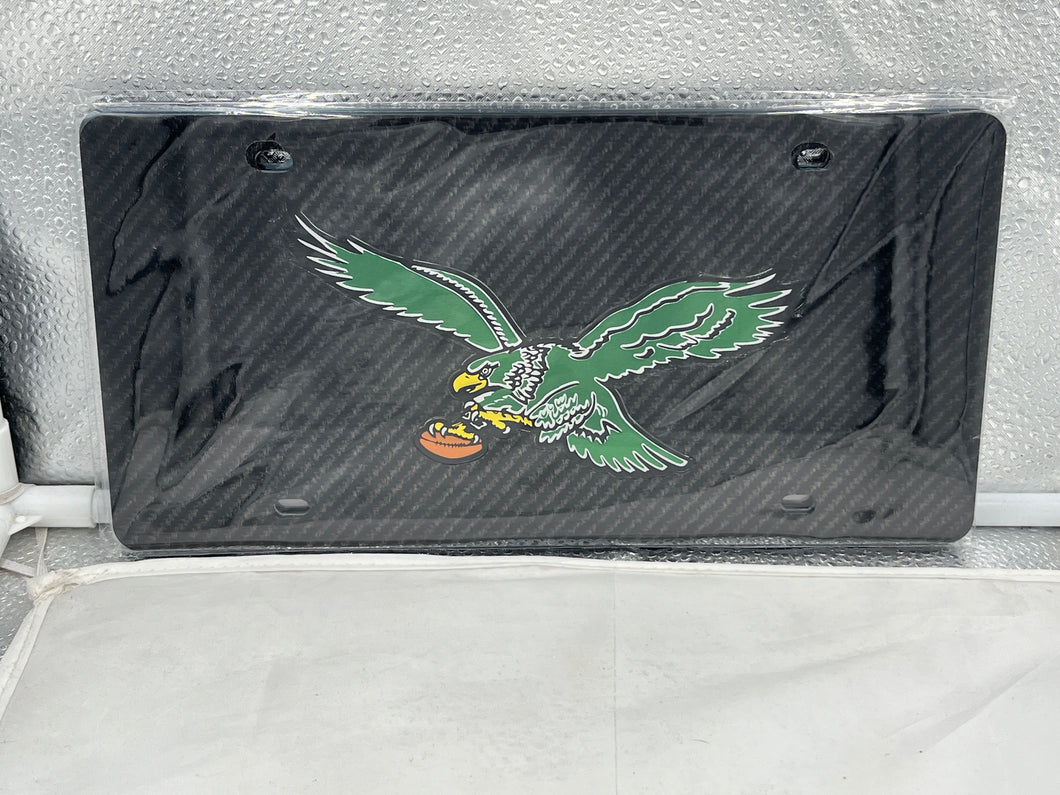 Philadelphia Eagles Throwback NFL Black Engraved Lasercut License Plate by WinCraft showcasing the Philadelphia Eagles License Plate design.