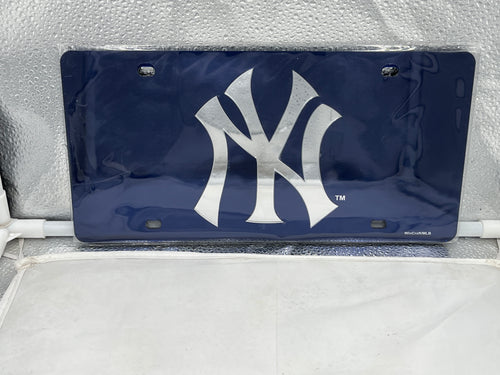 New York Yankees MLB Blue Lasercut License Plate by WinCraft showcasing a vibrant blue design, perfect for displaying team spirit on your vehicle.