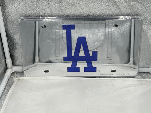 Los Angeles Dodgers MLB Silver Lasercut License Plate by WinCraft showcasing a sleek silver finish perfect for displaying Dodgers team spirit on your vehicle.
