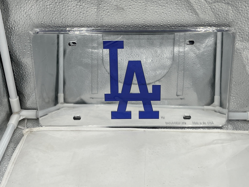 Los Angeles Dodgers MLB Silver Lasercut License Plate by WinCraft showcasing a sleek silver finish perfect for displaying Dodgers team spirit on your vehicle.