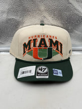 Load image into Gallery viewer, Miami Hurricanes hat - Miami Hurricanes NCAA '47 Brand Natural TT Hitch Rope Adjustable Snapback Hat, front view
