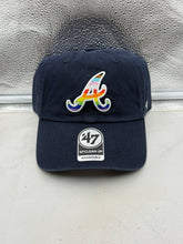 Load image into Gallery viewer, Atlanta Braves MLB '47 Brand Navy Rainbow Pride Clean Up Adjustable Hat
