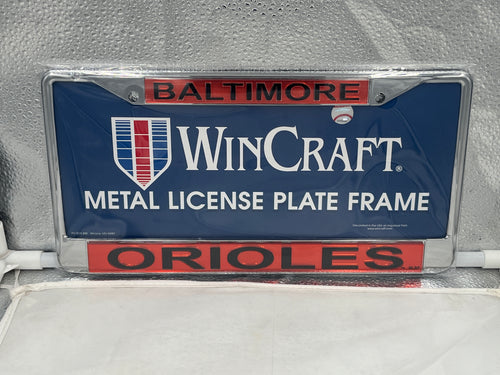 Baltimore Orioles MLB Laser Cut License Plate Frame by WinCraft showcasing a sleek design with a vibrant laser-cut Orioles logo, perfect for die-hard fans who want to display their team spirit on their vehicle.