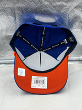Load image into Gallery viewer, Back view of the Denver Broncos NFL &#39;47 Brand Throwback Blue Rope Hitch Snapback Adjustable Hat emphasizing the breathable fabric and adjustable strap.
