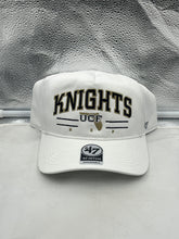 Load image into Gallery viewer, UCF Knights NCAA &#39;47 Brand Throwback White Hitch Adjustable Snapback Hat showcasing the iconic UCF logo on a stylish white background.
