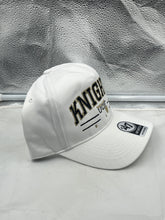Load image into Gallery viewer, Side view of the UCF Knights NCAA &#39;47 Brand Throwback White Hitch Adjustable Snapback Hat highlighting its trendy throwback design.

