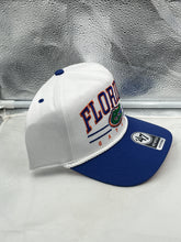 Load image into Gallery viewer, Close-up of Florida Gators NCAA &#39;47 Brand White TT Hitch Rope Adjustable Snapback Hat showcasing adjustable snapback feature for comfortable wear.
