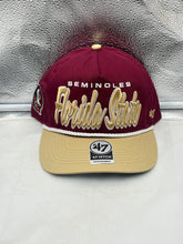 Load image into Gallery viewer, Florida State Seminoles FSU NCAA &#39;47 Brand Red TT Script Hitch Adjustable Hat displayed on a neutral background, showcasing its vibrant red color and prominent logo.
