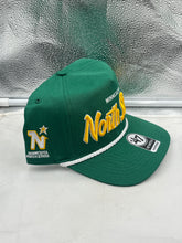 Load image into Gallery viewer, Minnesota North Stars NHL &#39;47 Throwback Green Hitch Rope Adjustable Snapback Hat showcasing its vibrant green color and iconic logo.
