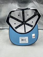 Load image into Gallery viewer, North Carolina Tar Heels NCAA &#39;47 White TT Hitch Rope Adjustable Snapback Hat laid out on a flat surface, showcasing the unique rope detailing and crisp white design.
