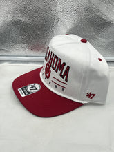 Load image into Gallery viewer, Oklahoma Sooners NCAA &#39;47 Brand White TT Hitch Rope Adjustable Snapback Hat side view highlighting the stylish rope detail.
