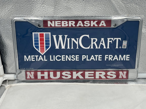 Nebraska Cornhuskers NCAA Laser Cut License Plate Frame by WinCraft showcasing bold Cornhuskers logo and stylish design, perfect for displaying team spirit on your vehicle.
