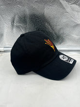 Load image into Gallery viewer, Lifestyle shot of a fan wearing the Arizona State Sun Devils NCAA &#39;47 Brand Black Clean Up Adjustable Hat at a tailgate, demonstrating team spirit.
