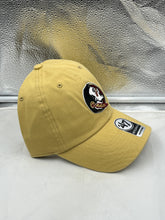 Load image into Gallery viewer, Group of fans wearing Florida State Seminoles FSU NCAA &#39;47 Brand Gold Clean Up Adjustable Hats celebrating during a game.

