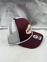 Load image into Gallery viewer, Arizona State Sun Devils NCAA &#39;47 Brand Red Trucker Mesh Rope Adjustable Hat worn by a fan at a game, showcasing team spirit and style.
