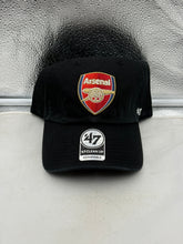 Load image into Gallery viewer, Arsenal FC Gunners EPL '47 Brand Black Clean Up Adjustable Strapback Hat
