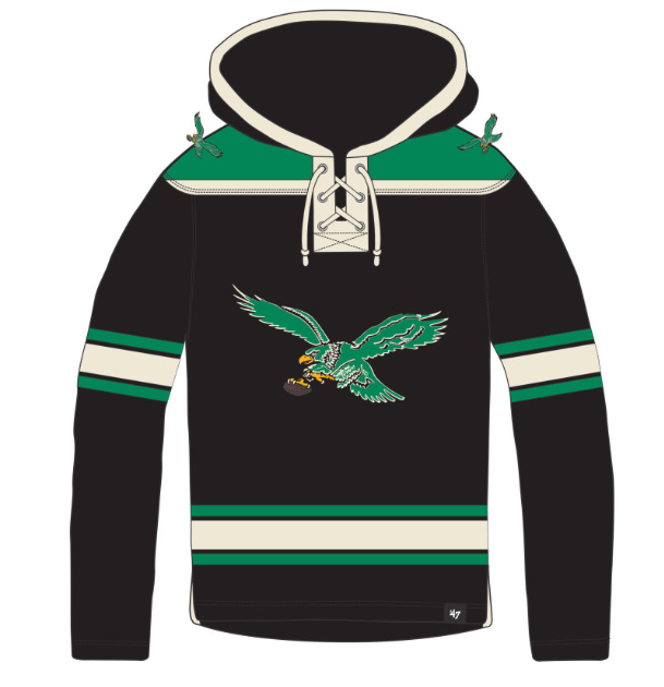 Philadelphia Eagles NFL '47 Brand Throwback Black Lacer Men's Hoodie