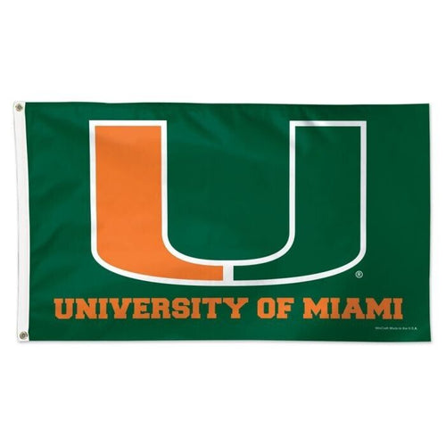Miami Hurricanes NCAA 3' x 5' Deluxe Team Flag Wincraft - Casey's Sports Store