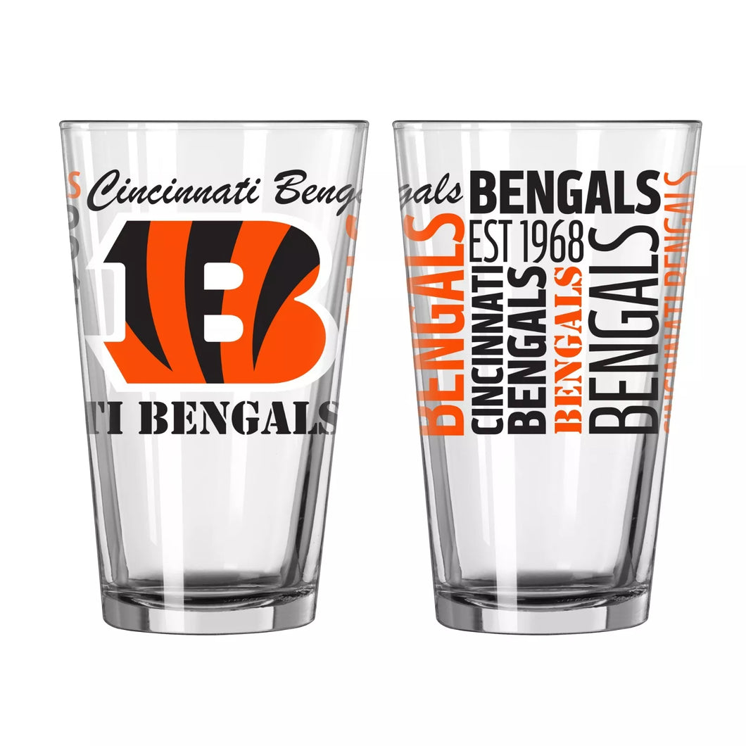 Cincinnati Bengals NFL Pack of 2 16oz Pint Glass Logo Brands