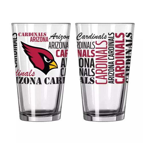 Arizona Cardinals NFL Pack of 2 16oz Pint Glass from Logo Brands featuring the iconic Arizona Cardinals logo, ideal for showing team pride and enjoying beverages.