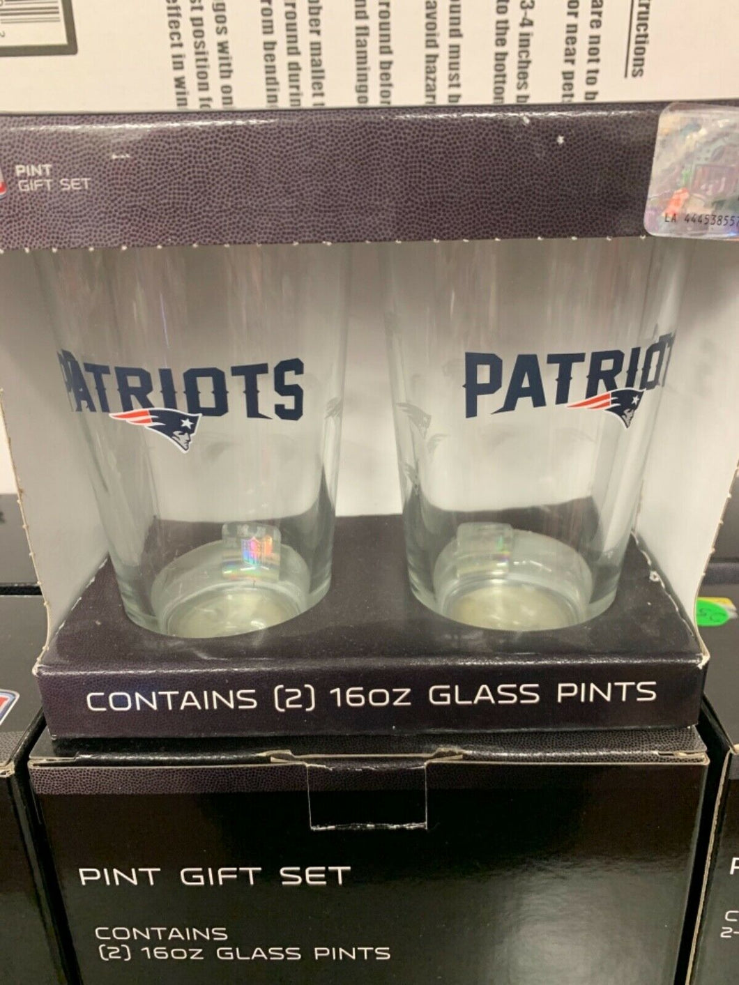 New England Patriots NFL Set of 16oz Pint Glass Cup Mug Boelter Brands - Casey's Sports Store