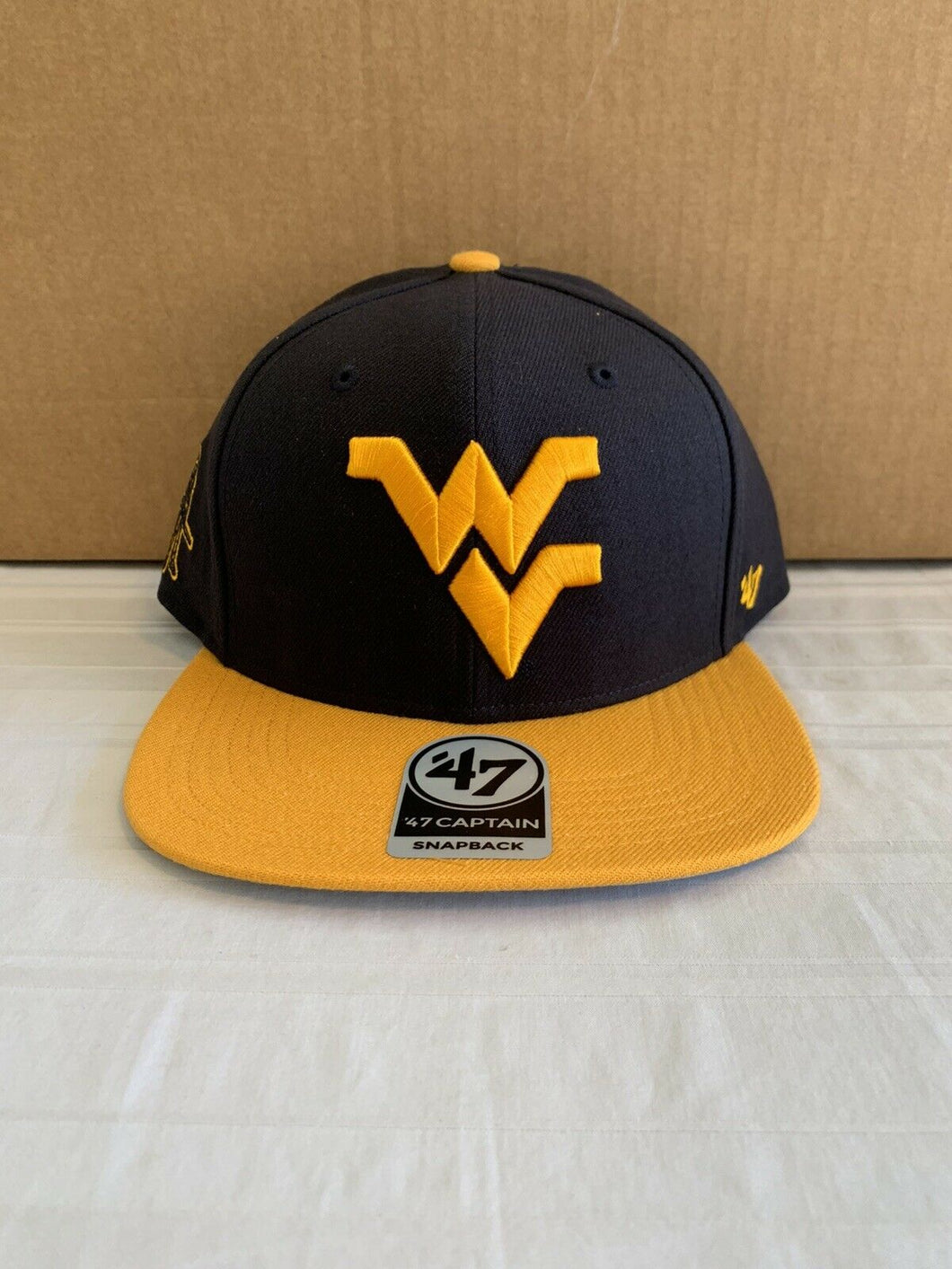 West Virginia Mountaineers NCAA '47 Brand Navy Sure Shot 2 Tone Snapback Hat - Casey's Sports Store