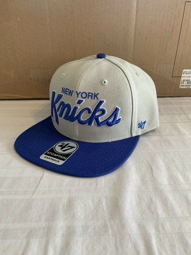 New York Knicks NBA Crosstown Script Two Tone '47 Brand Captain Snapback Hat - Casey's Sports Store
