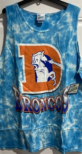Denver Broncos Throwback NFL '47 Brand Blue Tie Dye Men's Tubular Tank Top - Casey's Sports Store
