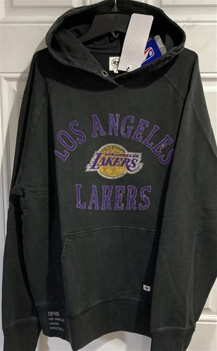 Los Angeles Lakers NBA '47 Brand Washed Jet Black Men's Pullover Hoodie - Casey's Sports Store