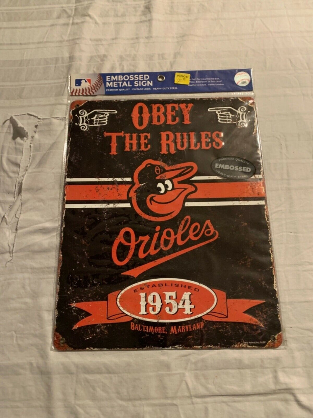 Baltimore Orioles MLB Embossed Metal Wall Sign 15