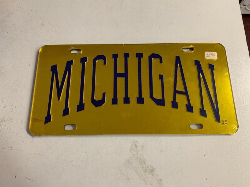 Michigan Wolverines NCAA Mirrored Laser Cut License Plate - Casey's Sports Store