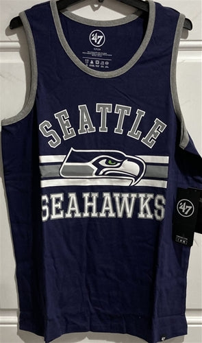 Seattle Seahawks NFL '47 Brand Navy Blue Edge Super Rival Men's Tank Top - Casey's Sports Store