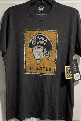 Pittsburgh Pirates Throwback MLB '47 Brand Charcoal Black Men's Tee Shirt - Casey's Sports Store