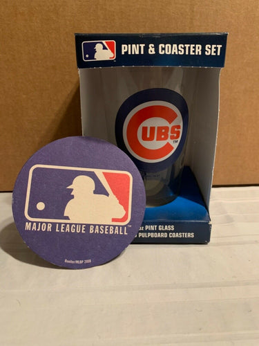 Chicago Cubs MLB 16oz Glass Mug with 4 Coasters Set Boelter Brands - Casey's Sports Store