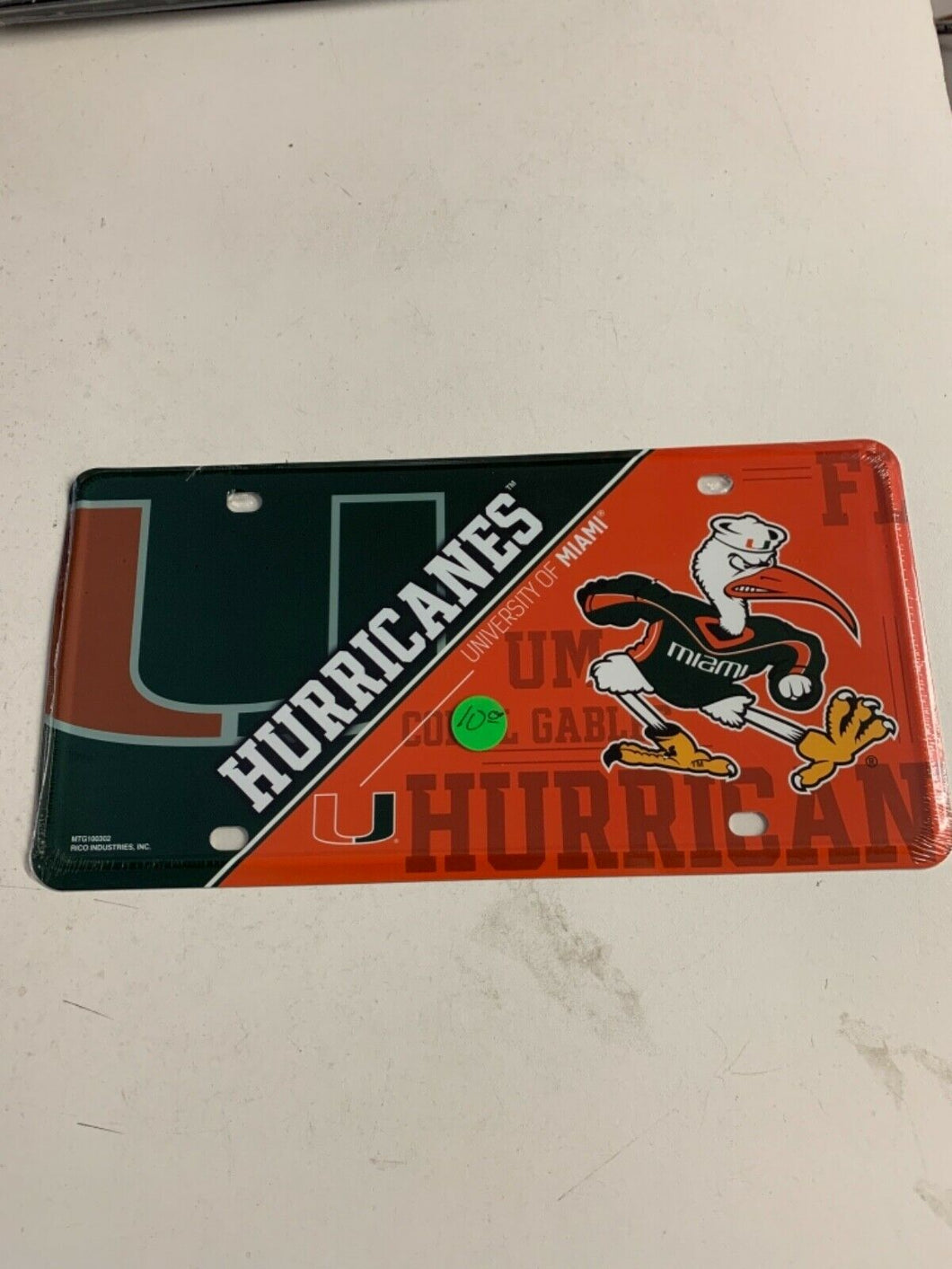 Miami Hurricanes NCAA Metal License Plate - Casey's Sports Store